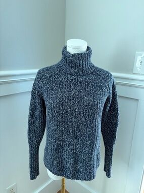 H&M L.O.G.G. Chunky Knit Turtleneck Sweater | Marled Blue | Size S